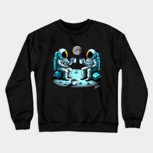 Astronauts drinking coffee in space Crewneck Sweatshirt